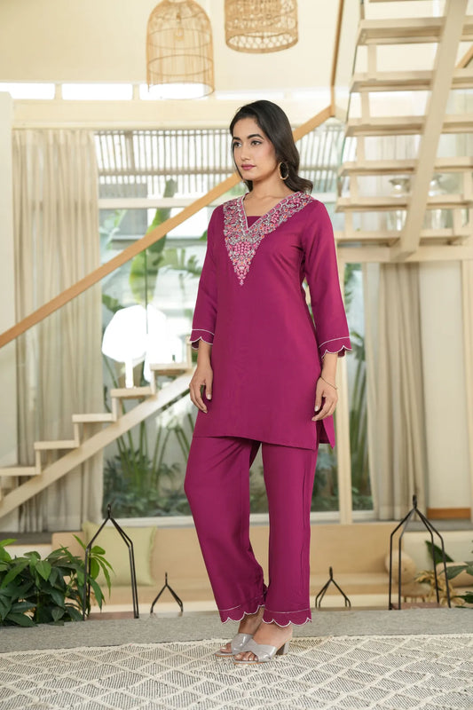 "Ruby Glam Co-ord Set – Shine in Style!"